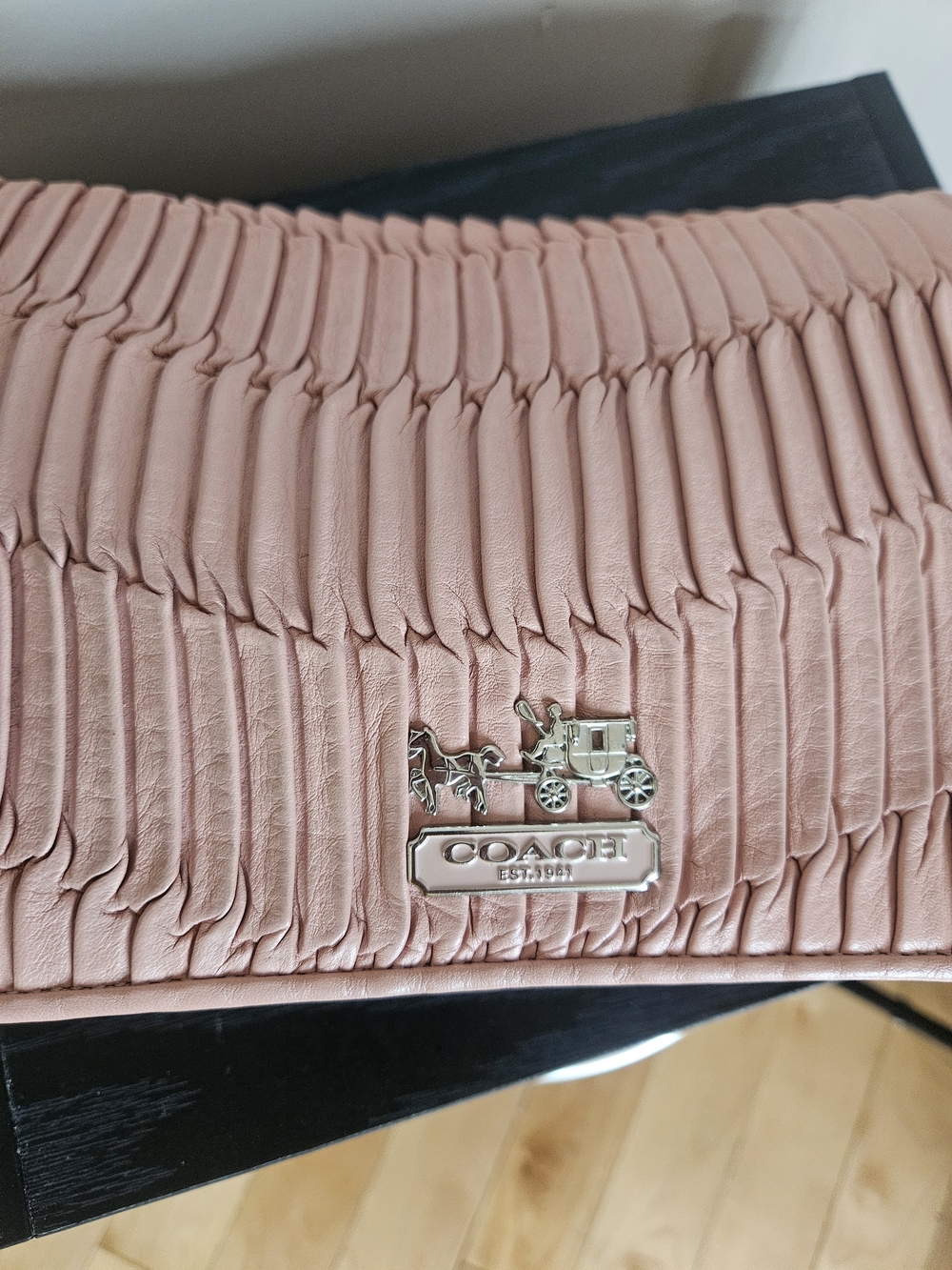 Coach Pink Pleated Leather Crossbody Bag